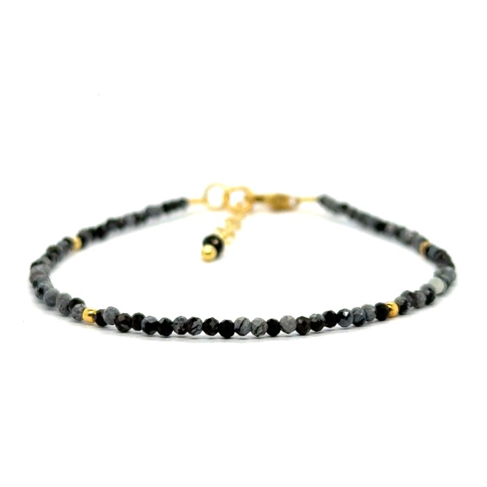 Obsydian Śnieżny Całe Pozłacane Srebro 925 Bransoletka z zapięciem 1.jpeg