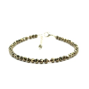 Piryt Całe Srebro 925 Bransoletka fasetowana z zapięciem 4mm 2.jpeg