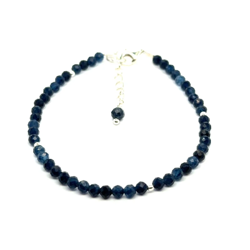 Chalcedon bransoletka fasetowana z zapięciem całe srebro 925 3mm 5.jpeg