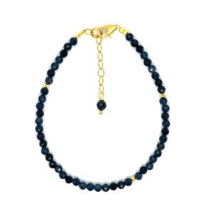 Chalcedon bransoletka fasetowana z pozłacanym zapięciem całe srebro 925 3mm 1.jpeg