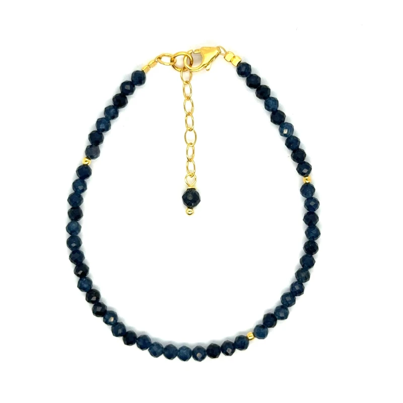 Chalcedon bransoletka fasetowana z pozłacanym zapięciem całe srebro 925 3mm 1.jpeg