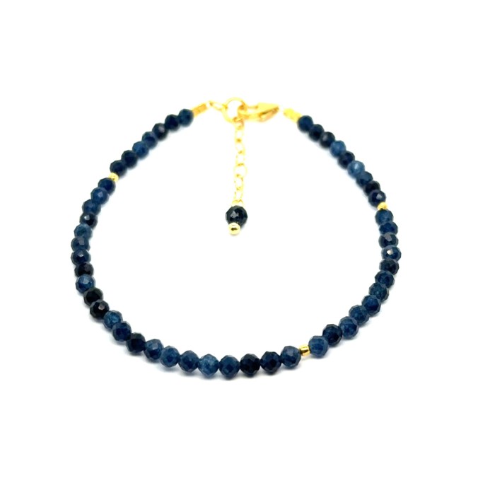 Chalcedon bransoletka fasetowana z pozłacanym zapięciem całe srebro 925 3mm 2.jpeg