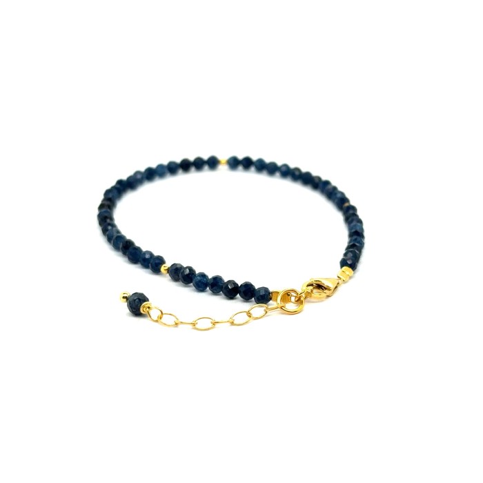 Chalcedon bransoletka fasetowana z pozłacanym zapięciem całe srebro 925 3mm 3.jpeg