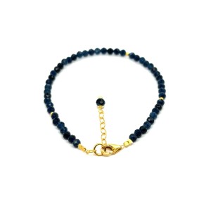 Chalcedon bransoletka fasetowana z pozłacanym zapięciem całe srebro 925 3mm 5.jpeg