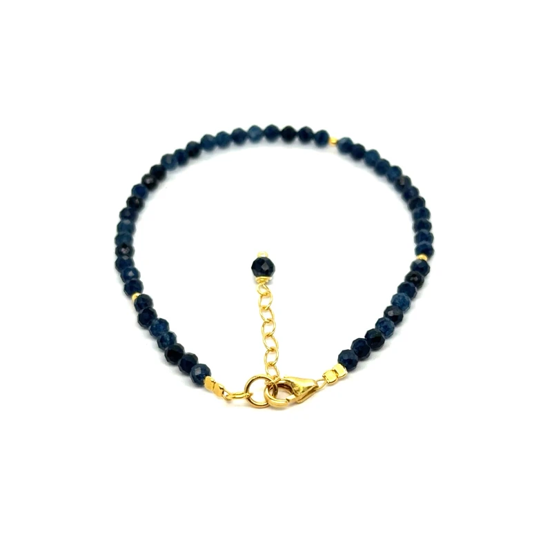 Chalcedon bransoletka fasetowana z pozłacanym zapięciem całe srebro 925 3mm 5.jpeg