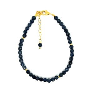 Chalcedon bransoletka fasetowana z pozłacanym zapięciem całe srebro 925 4mm  1.jpeg