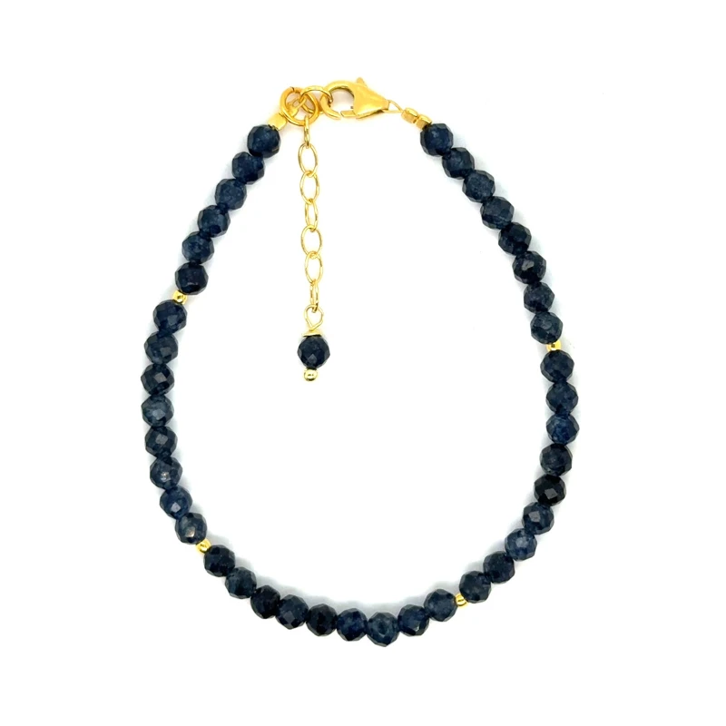 Chalcedon bransoletka fasetowana z pozłacanym zapięciem całe srebro 925 4mm  1.jpeg