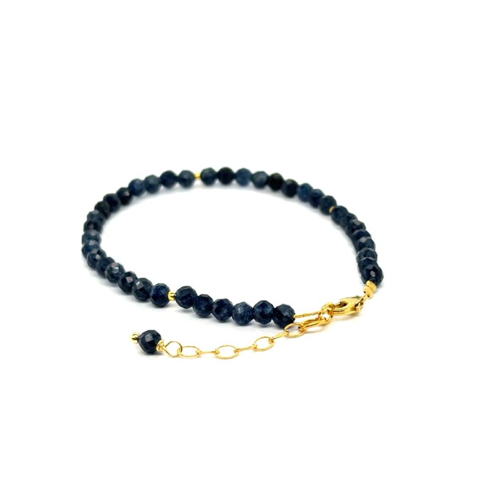 Chalcedon bransoletka fasetowana z pozłacanym zapięciem całe srebro 925 4mm  3.jpeg