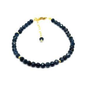 Chalcedon bransoletka fasetowana z pozłacanym zapięciem całe srebro 925 4mm  4.jpeg
