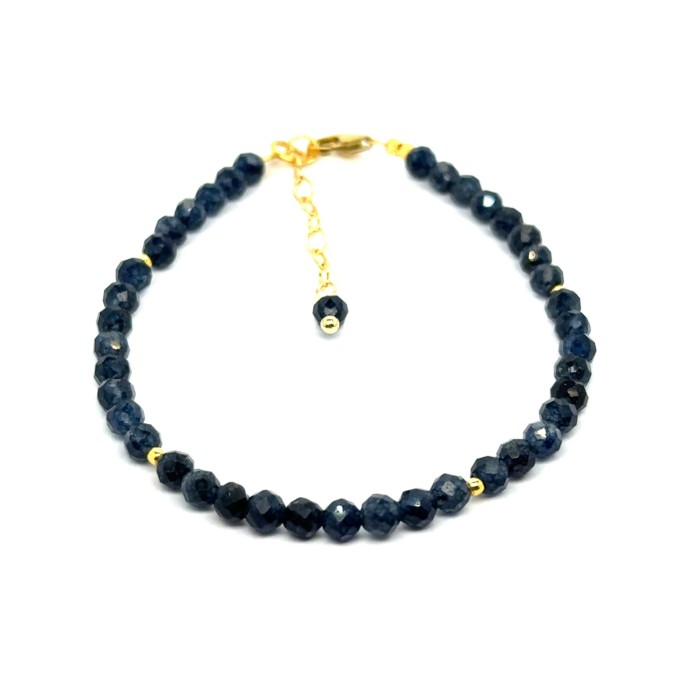 Chalcedon bransoletka fasetowana z pozłacanym zapięciem całe srebro 925 4mm  4.jpeg