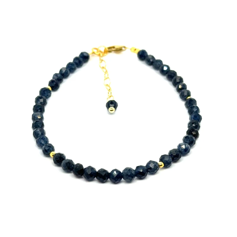 Chalcedon bransoletka fasetowana z pozłacanym zapięciem całe srebro 925 4mm  4.jpeg