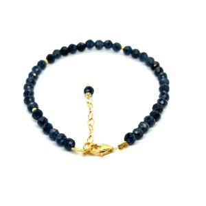 Chalcedon bransoletka fasetowana z pozłacanym zapięciem całe srebro 925 4mm 2.jpeg