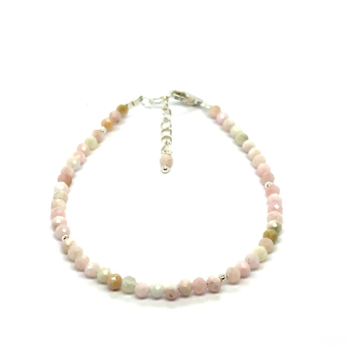 Opal Różowy Całe Srebro 925 Bransoletka fasetowana z zapięciem 3mm 3.jpeg
