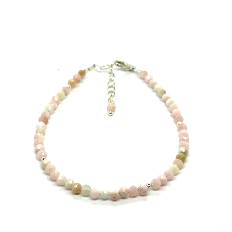 Opal Różowy Całe Srebro 925 Bransoletka fasetowana z zapięciem 3mm 3.jpeg