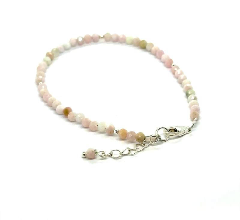 Opal Różowy Całe Srebro 925 Bransoletka fasetowana z zapięciem 3mm 4.jpeg