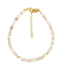 Opal Różowy Całe Pozłacane Srebro 925 Bransoletka fasetowana z zapięciem 3mm 2.jpeg