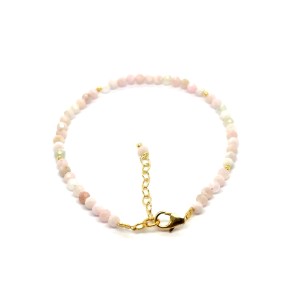 Opal Różowy Całe Pozłacane Srebro 925 Bransoletka fasetowana z zapięciem 3mm 3.jpeg