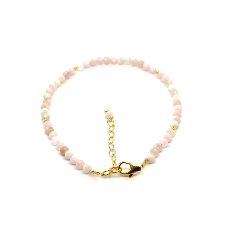 Opal Różowy Całe Pozłacane Srebro 925 Bransoletka fasetowana z zapięciem 3mm 3.jpeg