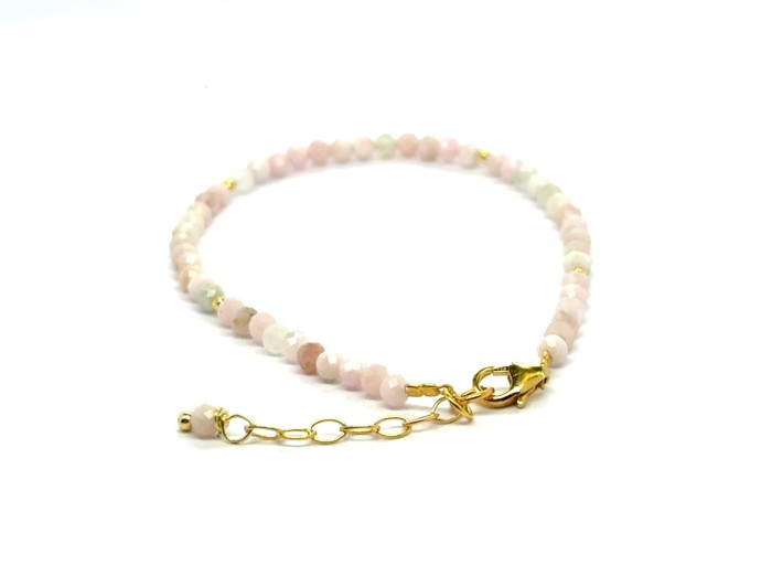 Opal Różowy Całe Pozłacane Srebro 925 Bransoletka fasetowana z zapięciem 3mm 4.jpeg