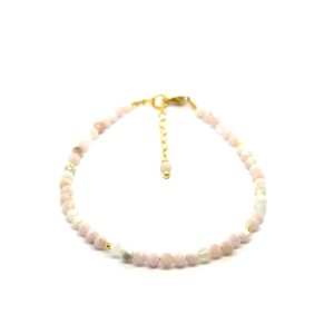 Opal Różowy Całe Pozłacane Srebro 925 Bransoletka fasetowana z zapięciem 3mm 5.jpeg