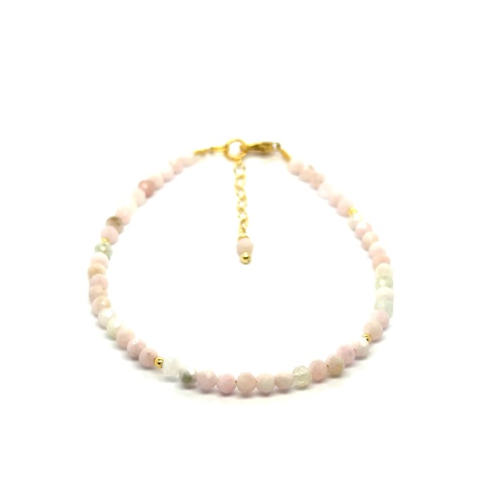 Opal Różowy Całe Pozłacane Srebro 925 Bransoletka fasetowana z zapięciem 3mm 5.jpeg