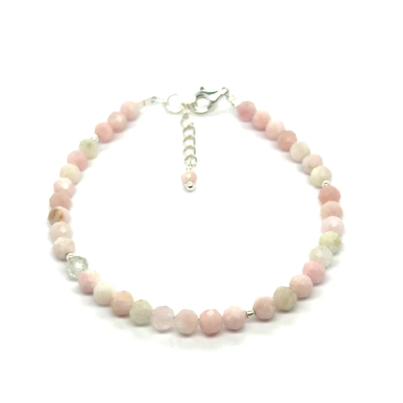 Opal Różowy Całe Srebro 925 Bransoletka fasetowana z zapięciem 4mm 1.jpeg
