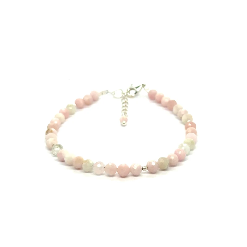 Opal Różowy Całe Srebro 925 Bransoletka fasetowana z zapięciem 4mm 2.jpeg