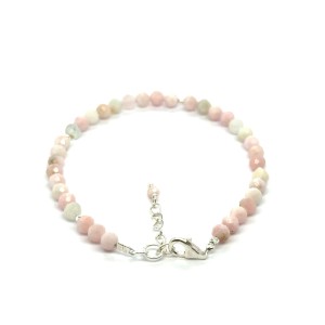 Opal Różowy Całe Srebro 925 Bransoletka fasetowana z zapięciem 4mm 3.jpeg