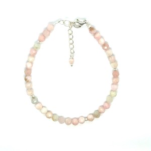 Opal Różowy Całe Srebro 925 Bransoletka fasetowana z zapięciem 4mm 4.jpeg