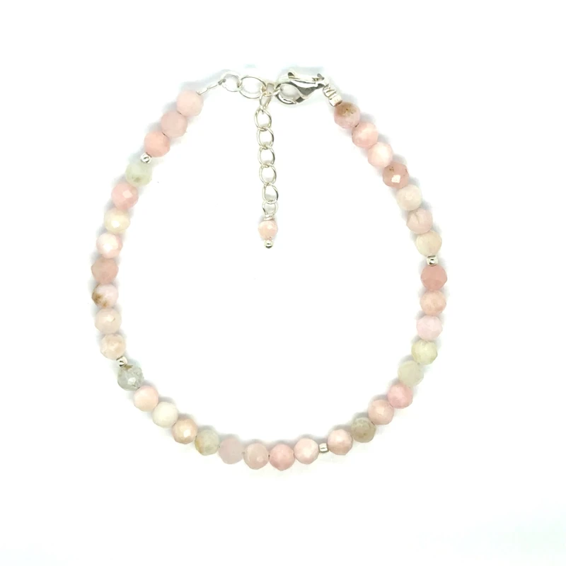 Opal Różowy Całe Srebro 925 Bransoletka fasetowana z zapięciem 4mm 4.jpeg