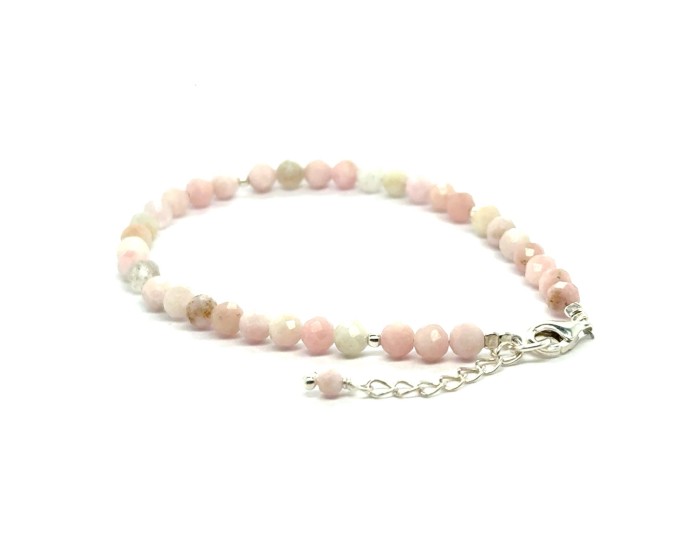 Opal Różowy Całe Srebro 925 Bransoletka fasetowana z zapięciem 4mm 5.jpeg