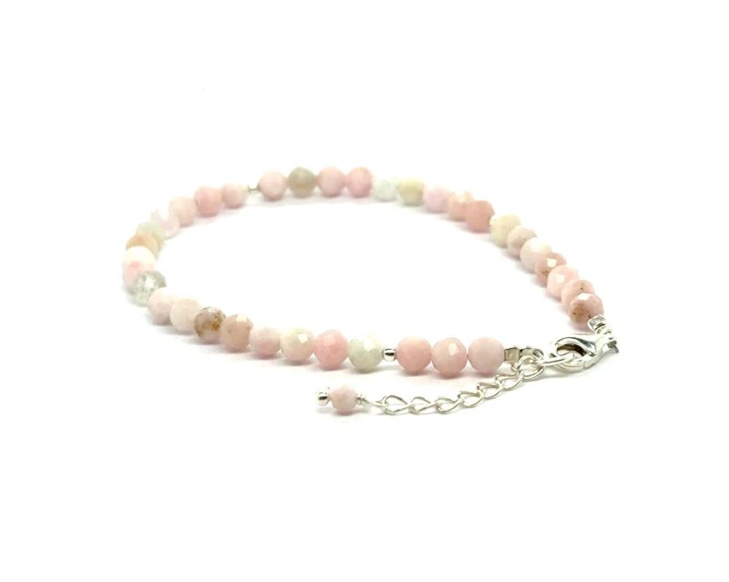 Opal Różowy Całe Srebro 925 Bransoletka fasetowana z zapięciem 4mm 5.jpeg