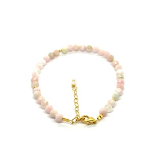 Opal Różowy Całe Pozłacane Srebro 925 Bransoletka fasetowana z zapięciem 4mm 1.jpeg