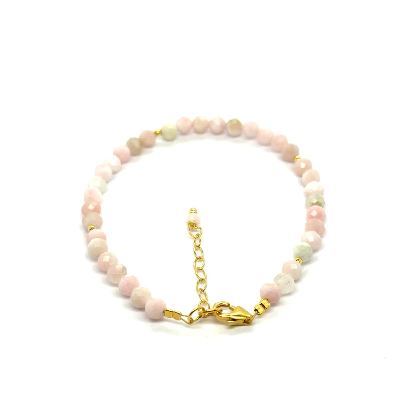 Opal Różowy Całe Pozłacane Srebro 925 Bransoletka fasetowana z zapięciem 4mm 1.jpeg
