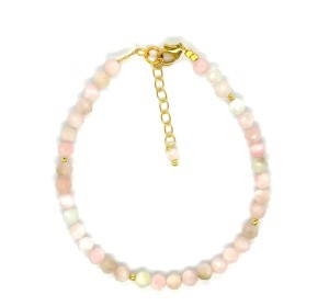 Opal Różowy Całe Pozłacane Srebro 925 Bransoletka fasetowana z zapięciem 4mm 3.jpeg