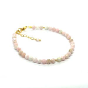 Opal Różowy Całe Pozłacane Srebro 925 Bransoletka fasetowana z zapięciem 4mm 4.jpeg
