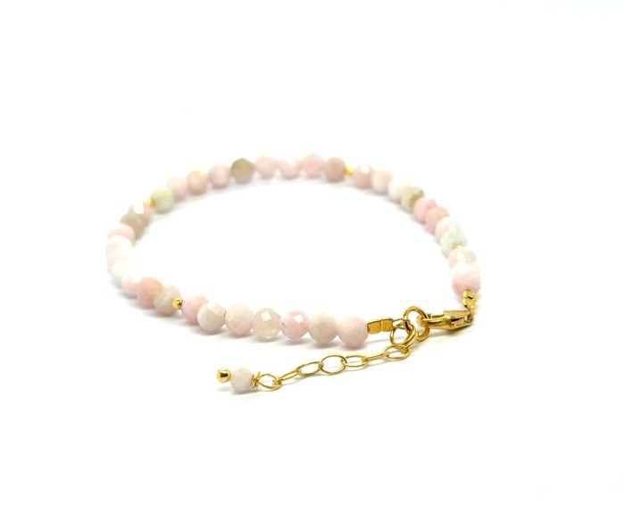 Opal Różowy Całe Pozłacane Srebro 925 Bransoletka fasetowana z zapięciem 4mm.jpeg