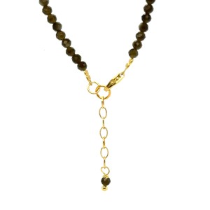 Obsydian całe pozłacane srebro 925 bransoletka fasetowana z zapięciem 3mm 1.jpeg