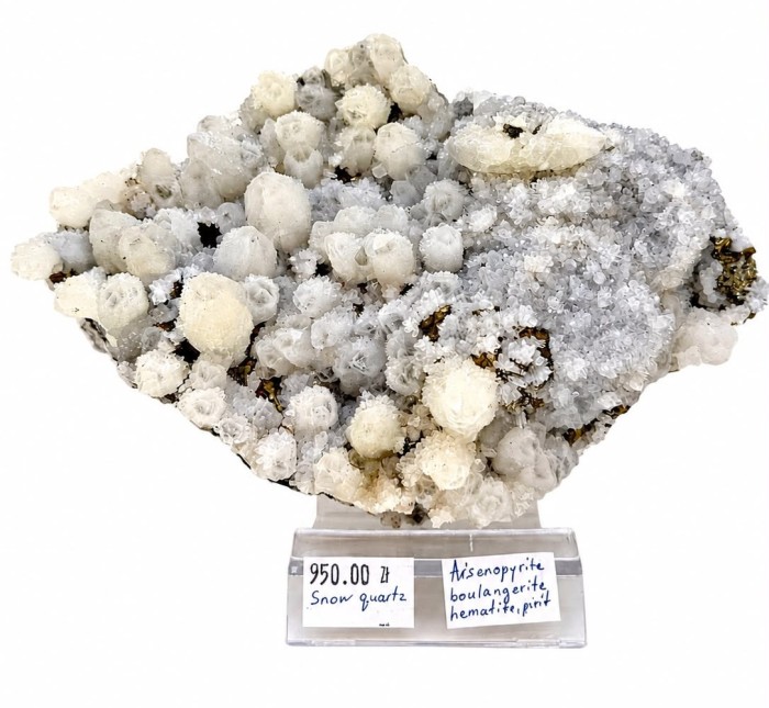 SNOW QUARTZ 2,3 KG – NATURALNY OKAZ – KWARC – ARSENOPIRYT, BOULANGERIT 5.jpeg